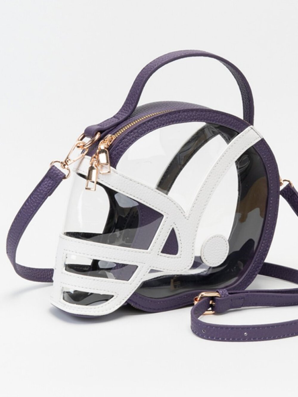 Transparent Gameday Football Helmet Shaped Crossbody Hand Bag